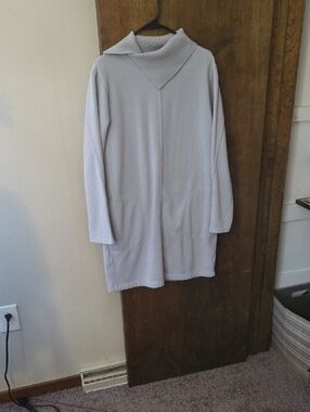 Light Gray Cozy Collar Pocket Tunic